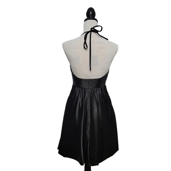 Jessica McClintock black silky halter top bubble dress size 6 - Picture 4 of 8